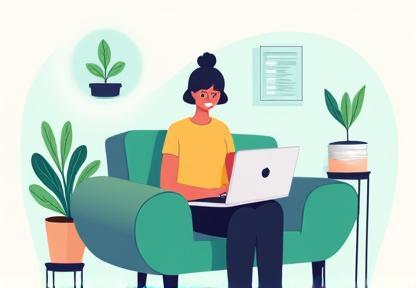 Illustration of a freelancer working from a laptop